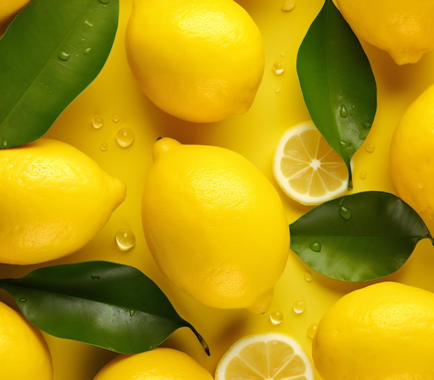 a_pile_of_lemons_on_yellow_background