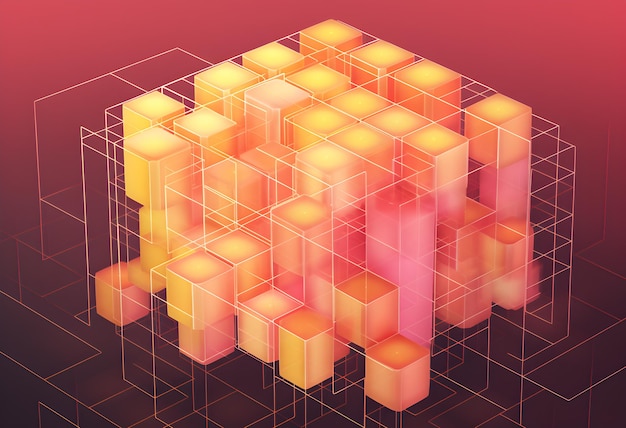 a_pink_and_orange_texture_of_square_wires_and_cubes_web3_blockchain