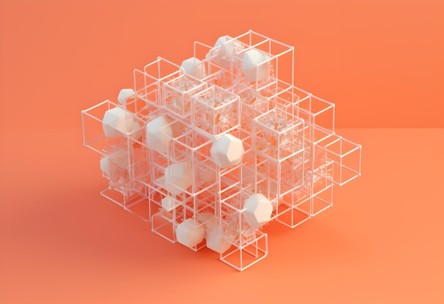 a_pink_and_orange_texture_of_square_wires_and_cubes_web3