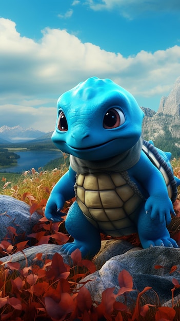 A Wartortle cyfrowa sztuka uroczego żółwia Pokemon Ai generowana sztuka