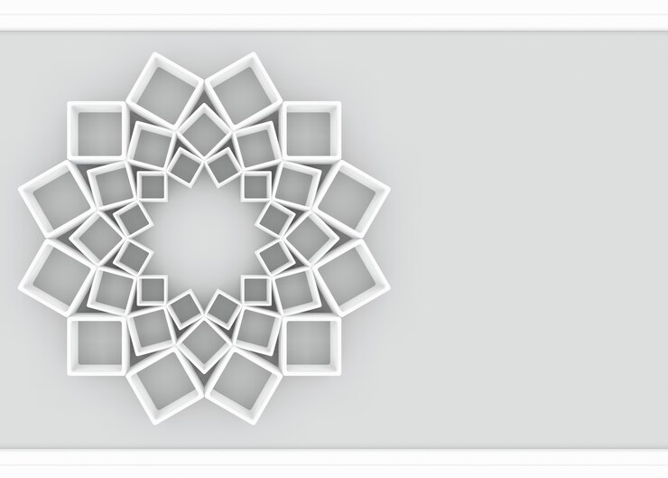 ABstract Biały sqaure w kształt gwiazdy na szarym tle.