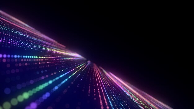 Abstract texture with circles Matrix background Motion dots in cyberspace Halftone illustration Technology background with data algorithms Hacked security particles pattern 3D rendering