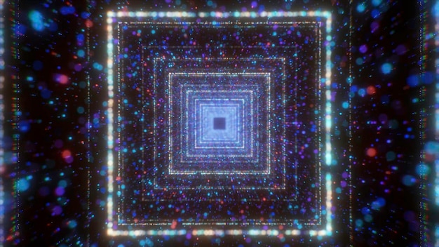 Zdjęcie abstrakcja kształtów geometrycznych ruch dużych kwadratów z małym błyszczącym wokół poruszają się do przodu