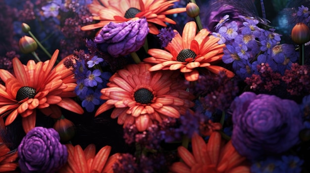 Abstrakcja pięknych kwiatów, które istnieją i urzekają swoim pięknem. Generacyjna AI