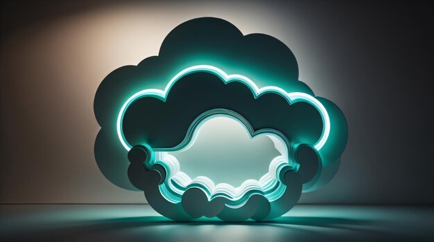 Abstrakcjonistyczna chmura oświetlająca neonowym światłem 3d renderowania tło