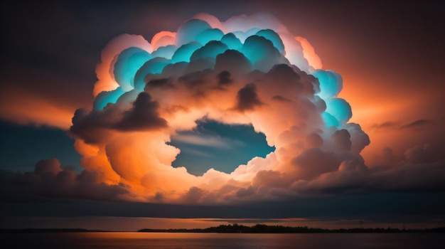 Zdjęcie abstrakcjonistyczna chmura oświetlająca neonowym światłem 3d renderowania tło