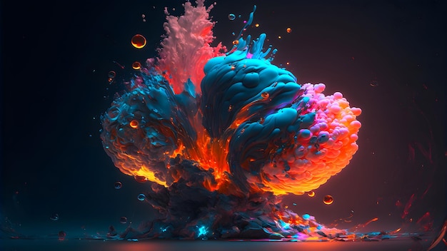 Abstrakcjonistyczna eksplozja kolorowy na czarnym tle sieć neuronowa generowana sztuka