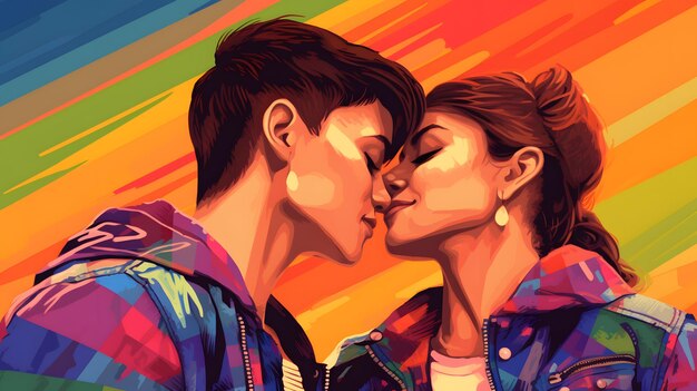 Abstrakcjonistyczna ilustracja ludzie z koncepcją parady dumy tęczy lgbt