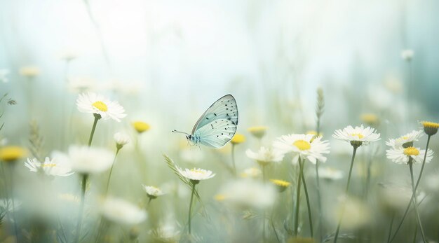 Abstrakcjonistyczna natura wiosna Tło wiosenny kwiat i motyl generuje ai