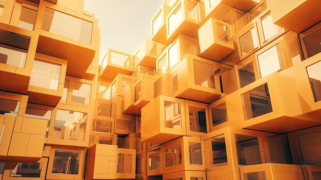 Abstrakcjonistyczna nowoczesna architektura miejska technologia zewnętrzny sztandarowy tło Generative AIxA