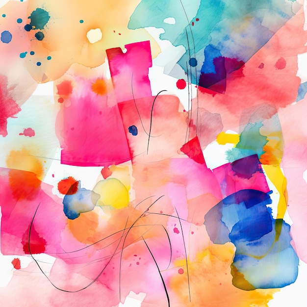 Zdjęcie abstrakcjonistyczny akwarela bezszwowy wzór z kolorowymi plamami i plamami ręka rysująca ilustracja