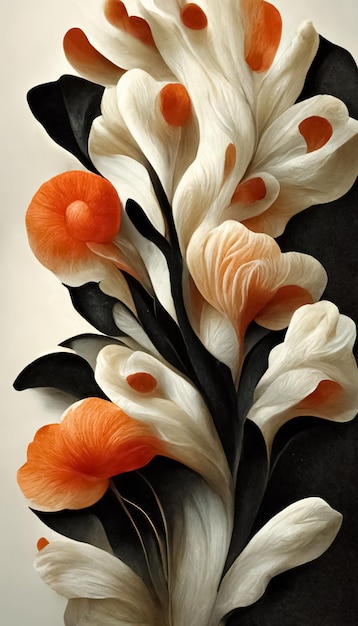 Abstrakcjonistyczny elegancki kwiecisty tło Dekoracyjne koralowce z kości słoniowej rzeźbione kwiaty