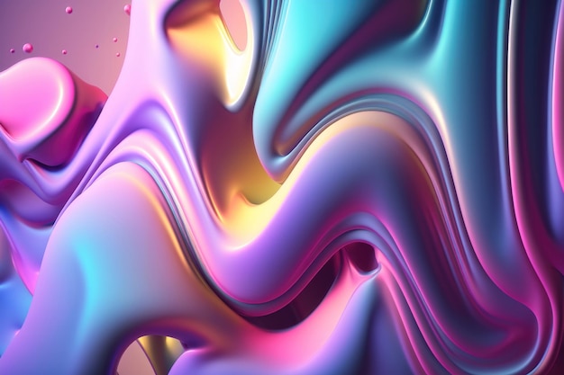 Abstrakcyjna 3d holograficzna kropla gradientu cieczy AI Generation