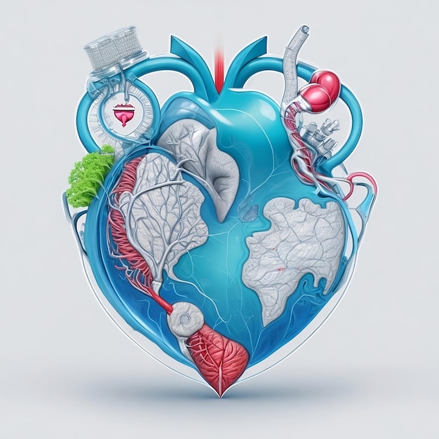 Abstrakcyjna anatomia symbol serca tętnicy żyły włókna