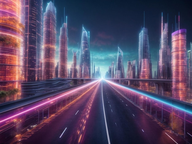 Abstrakcyjna cyfrowa ścieżka autostrady Futurystyczny rendering 3D