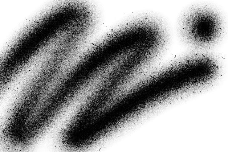 Zdjęcie abstrakcyjna czarna farba spray graffiti tekstura na białym tle