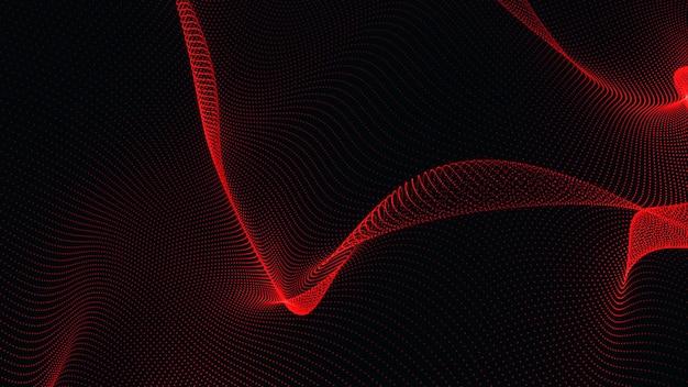 Abstrakcyjna czerwona fala tła Czerwony kolor technologii cyfrowej kropki fala tła