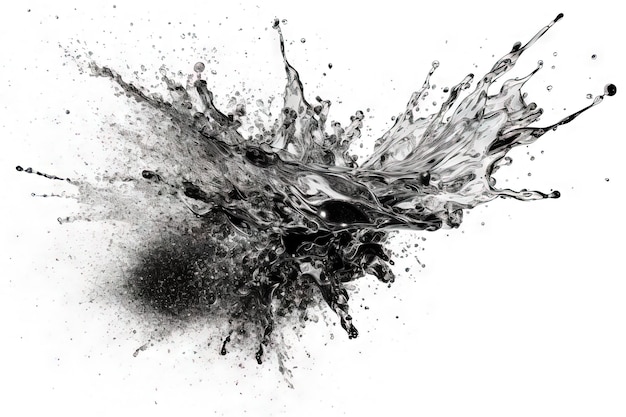 Zdjęcie abstrakcyjna eksplozja czarnego prochu farba lub kosmetyki wybuchają na białym tle generowana ai