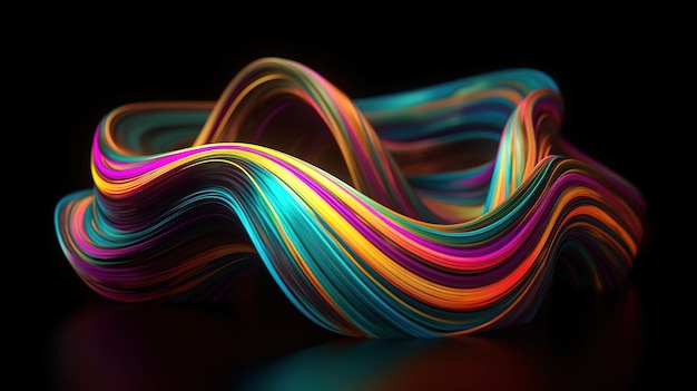 Abstrakcyjna Fala 3d W Generatywnej Sztucznej Inteligencji Neon Holographic Motion