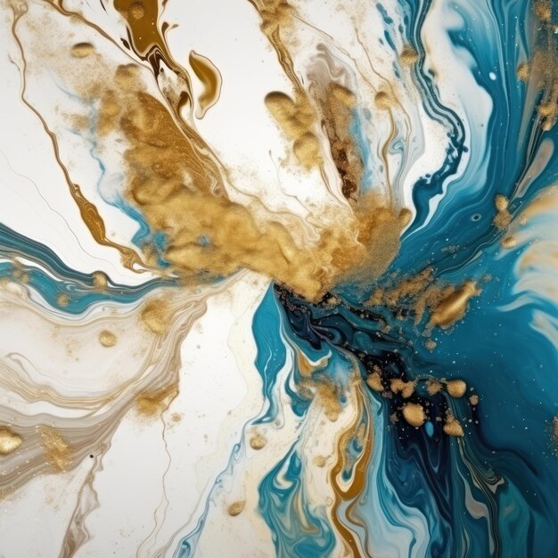 Abstrakcyjna falista farba akrylowa w kolorze niebieskim beżu i białej abstrakcyjnej artystycznej teksturze wielobarwnej b