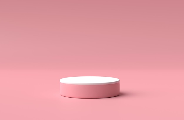 Abstrakcyjna geometryczna platforma na pastelowym różowym tle do projektowania Puste podium lub wyświetlacz cokołu Minimalna koncepcja sceny Renderowanie 3D Ilustracja 3D