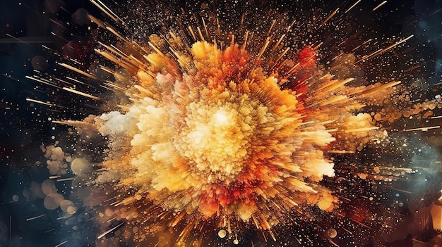 Zdjęcie abstrakcyjna grafika przedstawiająca eksplozję cząstek ukazująca urzekająca i dynamiczna wizualnie kompozycja z odrobiną abstrakcji w dziedzinie sztuki abstrakcyjnej i grafiki generative ai
