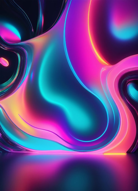 Abstrakcyjna holograficzna, neonowa, kolorowa tapeta tła