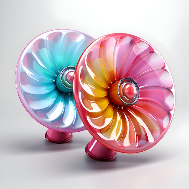 Abstrakcyjna ilustracja 3D dwóch wielokolorowych szklanych cukierków