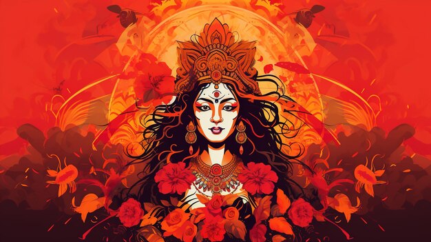 abstrakcyjna ilustracja Durga Puja