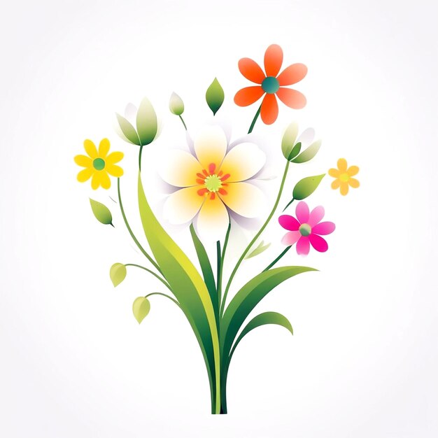 Abstrakcyjna ilustracja kwiatów wiosennych na białym tle