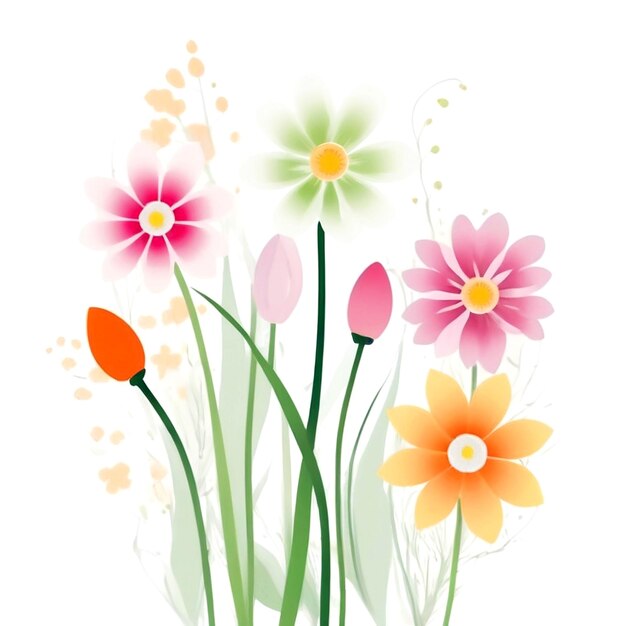 Abstrakcyjna ilustracja kwiatów wiosennych na białym tle