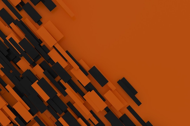 Zdjęcie abstrakcyjna jasno-pomarańczowa geometria minimalistyczny prosty kształt paski wzór z realistyczną tkaniną wieloboczna tekstura na ciemnym czarnym