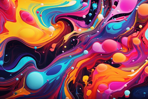 Abstrakcyjna kolorowa farba Płynne farby w przepływie mieszania delikatnie mieszają się ze sobą ilustracja generowana przez sztuczną inteligencję