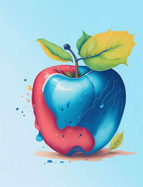 Abstrakcyjna kolorowa ilustracja wektorowa jabłka akwarelowy efekt rozpryskiwania