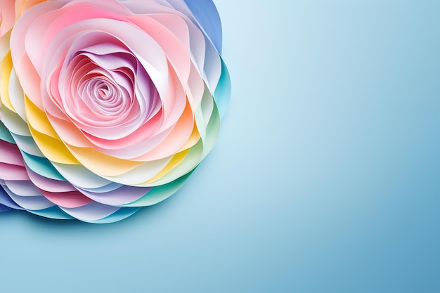 Abstrakcyjna kolorowe kwiaty papieru tła Quilling papieru w pastelowych kolorach z wolnego miejsca na tekst Ręcznie robione kwiaty papieru origami Obraz generowany przez AI