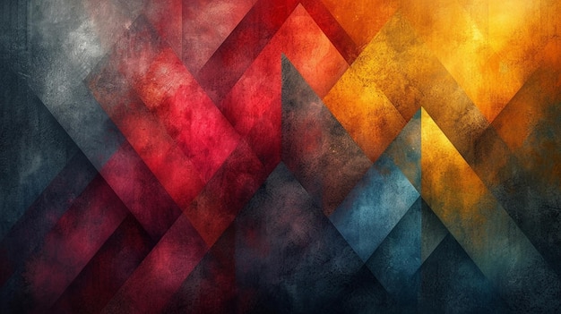Zdjęcie abstrakcyjna kompozycja połączonych geometrycznych kształtów z żywą paletą kolorów