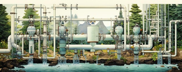 Zdjęcie abstrakcyjna koncepcja systemu filtrowania wody