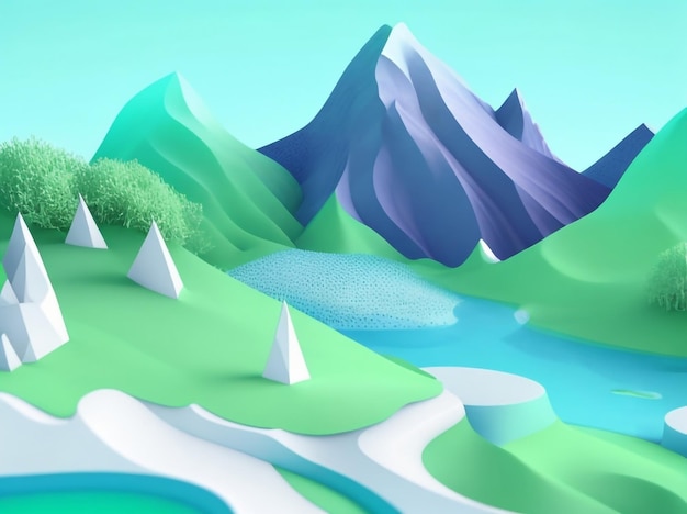Abstrakcyjna koncepcja wizualizacji danych krajobrazu 3D