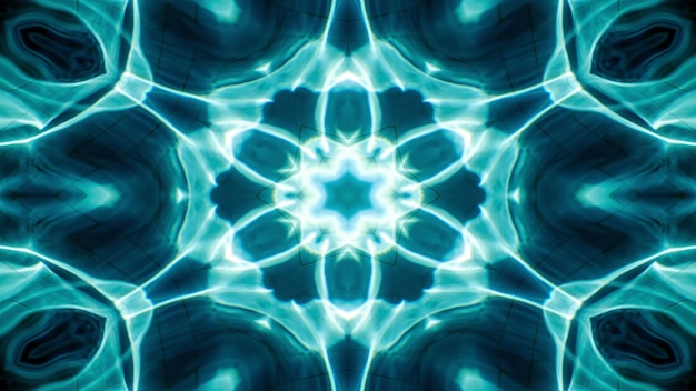 Abstrakcyjna koncepcja wody symetryczny wzór ozdobny ozdobny kalejdoskop ruch geometryczny okrąg i kształty gwiazd