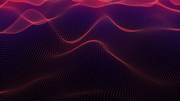 Abstrakcyjna krajobraz na ciemnym tle Cyberprzestrzeni granatowy sieci Hitech ilustracji 3D sieci Kolorowe tło płynącej tkaniny