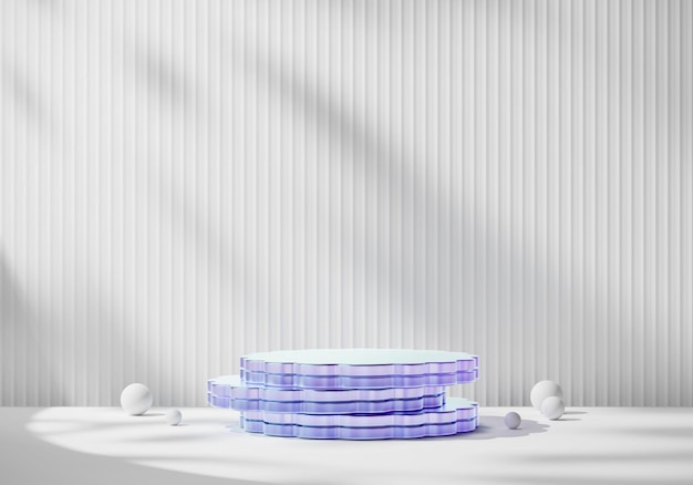 Abstrakcyjna kryształowa scena kosmetyczna podium makieta i tło wyświetlacz produktu prezentacja reklamy białe tło renderowania 3d