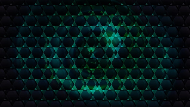 Abstrakcyjna linia sześciokątna z zielonym światłem