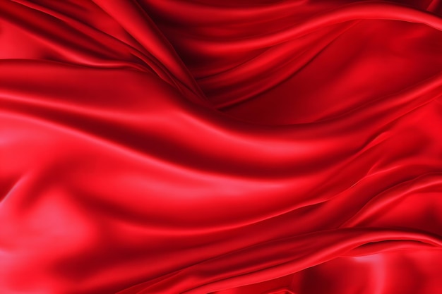 Abstrakcyjna luksusowa czerwona tkanina jedwabna lub płynna fala lub tekstura satynowe tło Sieć neuronowa AI generowana