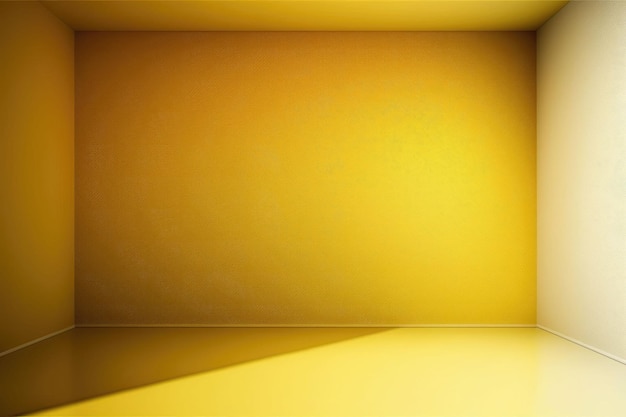 Abstrakcyjna luksusowa żółta ściana gradientowa i puste tło pokoju studyjnego Generative AI
