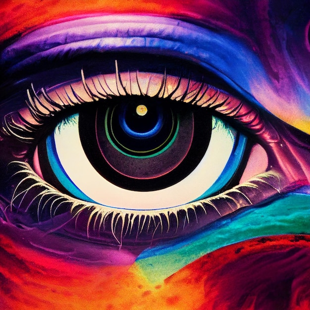 Abstrakcyjna makrofotografia tęczówki oka kolorowa ilustracja zbliżenia