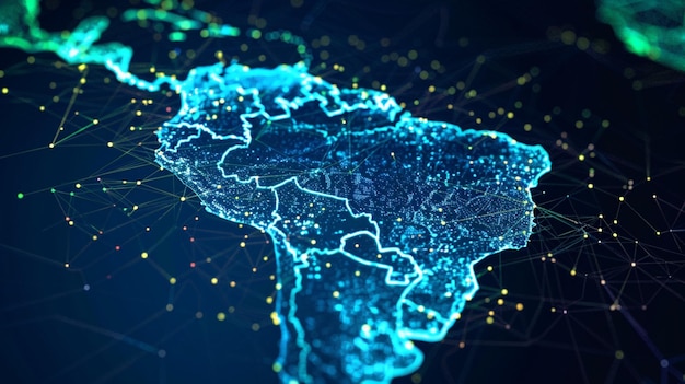 Abstrakcyjna mapa sieci Brazylii i Ameryki Południowej