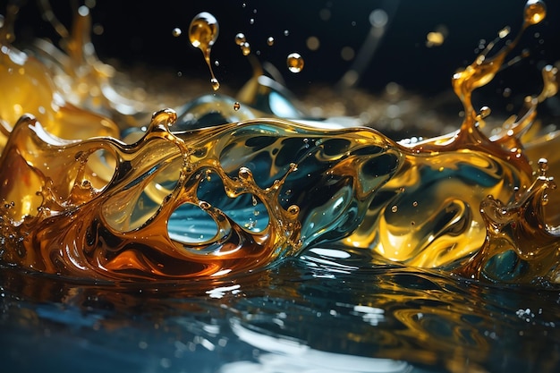 Zdjęcie abstrakcyjna mieszanina wody i oleju