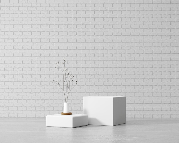 Abstrakcyjna minimalna nowoczesna biała platforma podium do wyświetlania produktu Prezentacja renderowania 3D