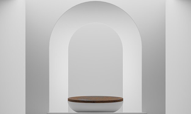 Abstrakcyjna minimalna scena z geometrycznymi formami Cylindrowa scena podium na białym tle do prezentacji kosmetycznej produktu pokazowego makiety ilustracji renderowania 3d