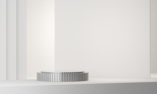Abstrakcyjna minimalna scena z geometrycznymi formami Cylindrowa scena podium na białym tle do prezentacji kosmetycznej produktu pokazowego makiety ilustracji renderowania 3d